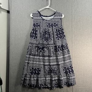 Koolaburra by UGG Cotton Rayon Tiered Cottage Lounge Dress Navy Bandana X-Large